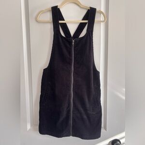 Forever 21 Black Corduroy Zip-Front Mini Dress, Size M